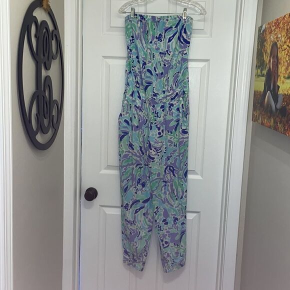 Lilly Pulitzer Emiko Lilly’s Lilac Strapless Rayon Jumpsuit - Picture 3 of 11